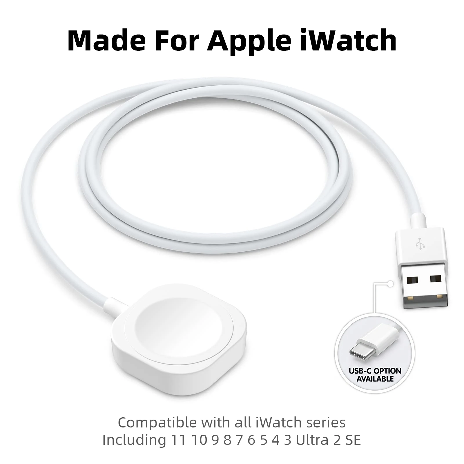 애플워치 충전기 USB 마그네틱 무선 고속 충전 케이블 (iWatch 11 10 9 8 7 6 5 4 3 2 SE/2 울트라 충전기 휴대용)