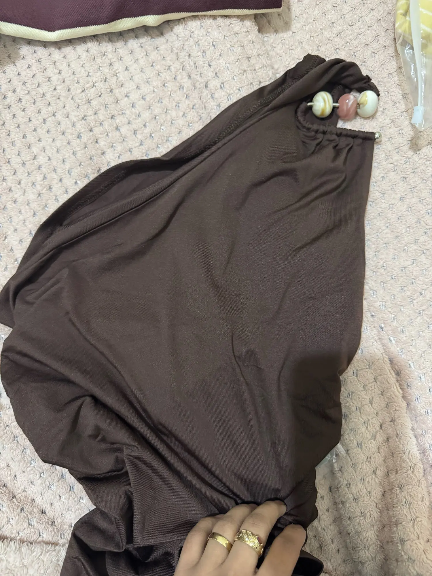 CUTENOVA One-Shoulder Beaded Chain Detail Ruched Tank Top photo review