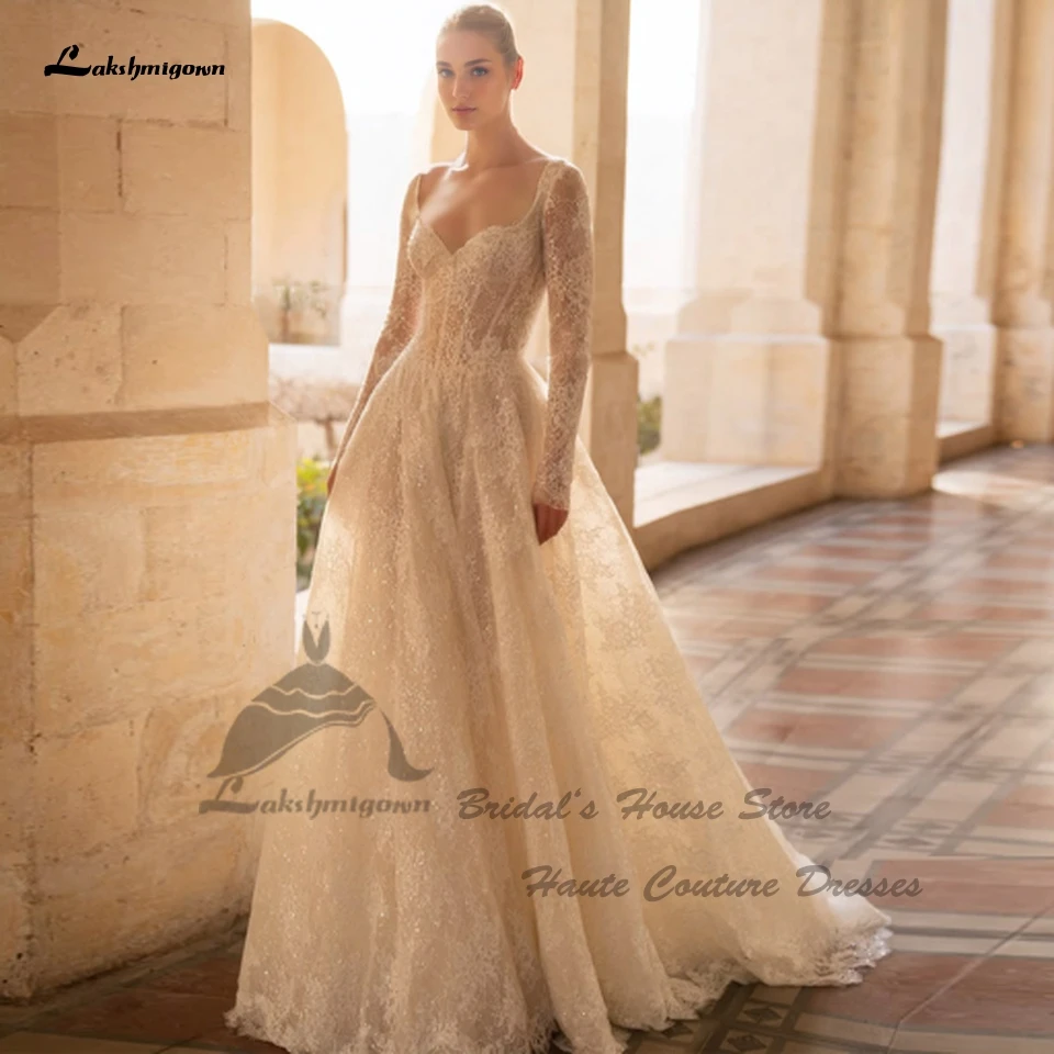 Lakshmigown Vintage Lace Long Sleeve Boho Wedding Dresses