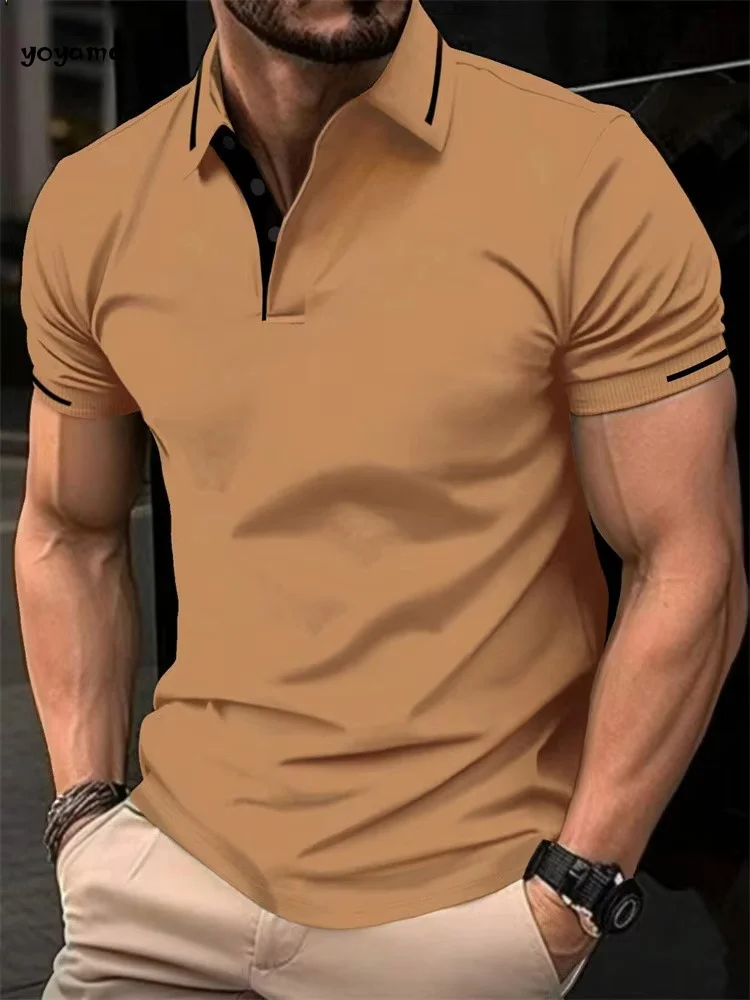 Men's Fashion Short Sleeve Polo Shirt Casual Striped Shirt Turtleneck Shirt Breathable Top Daily Casual Sports Men's Clothing 19 A16a8d5c3cf1a4929bd521155de5e83cd7