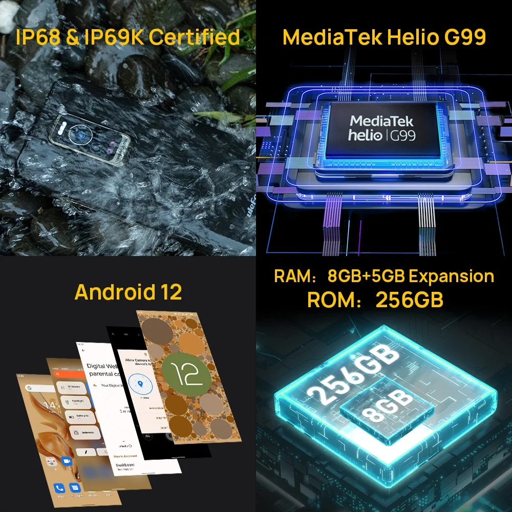 Ulefone Armor 17 Pro Rugged Smartphone Night Vision 13GB 256GB Helio G99 4G Mobile Phones 120Hz 108MP Android 12 NFC Global 5