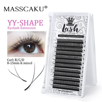 MASSAKU YY 모양 속눈썹 익스텐션, 빠른 y 타입 블룸 속눈썹 클러스터, 메이크업 속눈썹, 최고 품질, 여성 메이크업, 도매