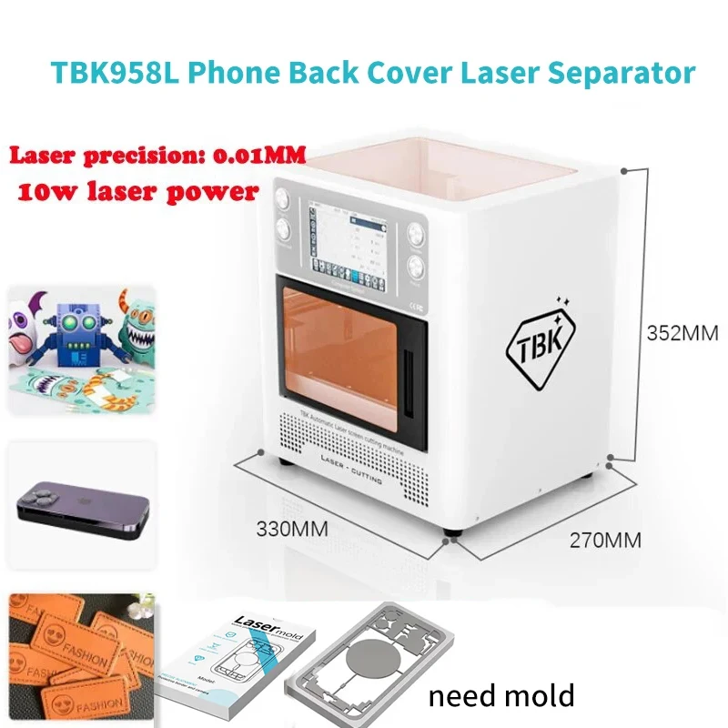 

TBK 958L Mobile Phone Back Cover Laser Separating Machine for iPhone 8 to 13 14 promax Rear Glass Screen Removing Logo Repair