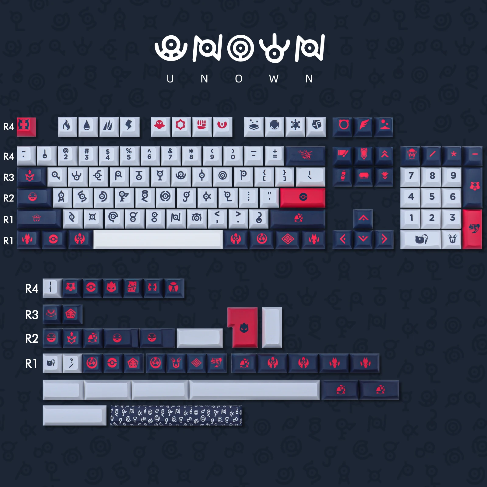 Unown Keycaps Kca Perfil Pbt Tintura Sub 143 Chaves Keycap para mx Interruptor Teclado Mecânico Personalizado Keycap