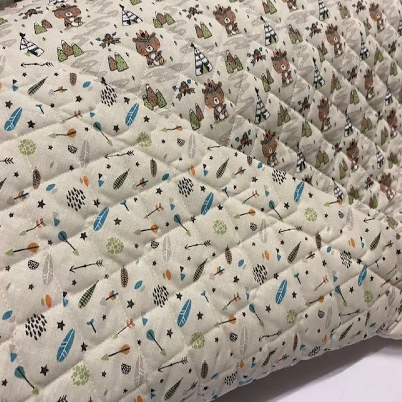 Tessuto Trapuntato, Tessuto Popin Animale, Tessuto Orso Indiano, Tessuti Per Bambini, Tessuti Di Cotone Al Metro, 1 Metro X 150 Cm