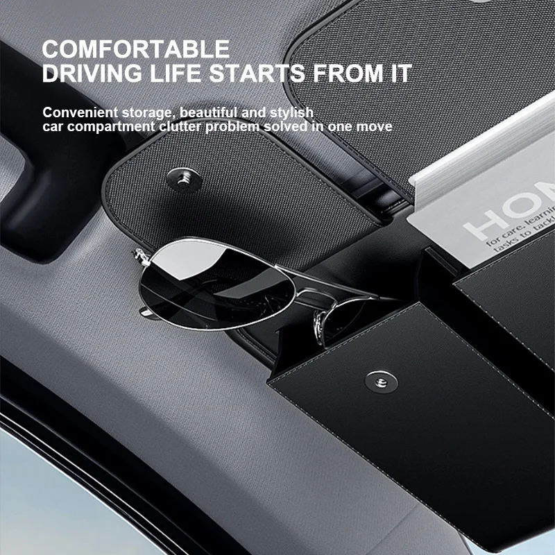 Luxury Pu Leather Car Sun Visor Storage Bag Organizer