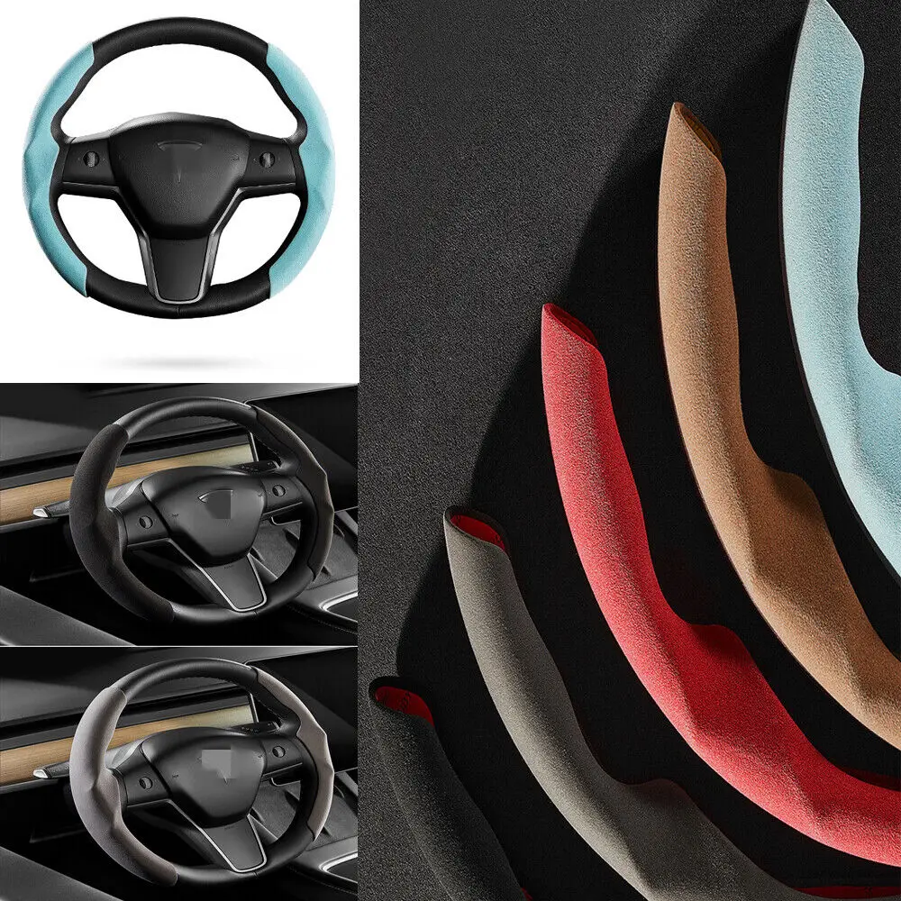 

Чехол на руль tesla Model 3, нескользящий чехол из замши, для моделей 3