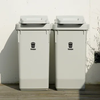 캡틴 분리수거함 60L 2개,사각모양의 누르는 쓰레기통,60L 휴지통,뚜껑이 있는 대용량 재활용 쓰레기통,주방쓰레기통,가정용 대용량