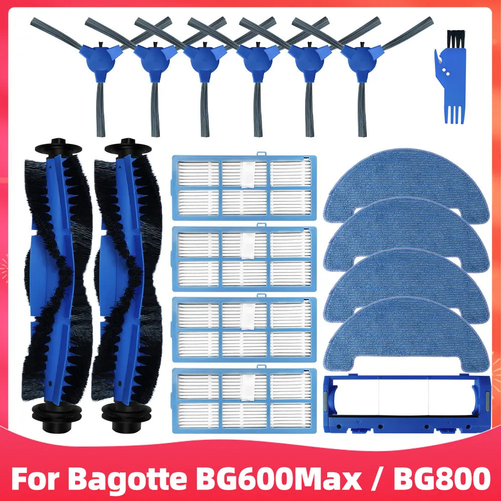 

Replacement Parts for Bagotte BG600Max / Bagotte BG700 / Bagotte BG800 Robot Vacuum Parts Main Side Brush Hepa Filter Mop Rag