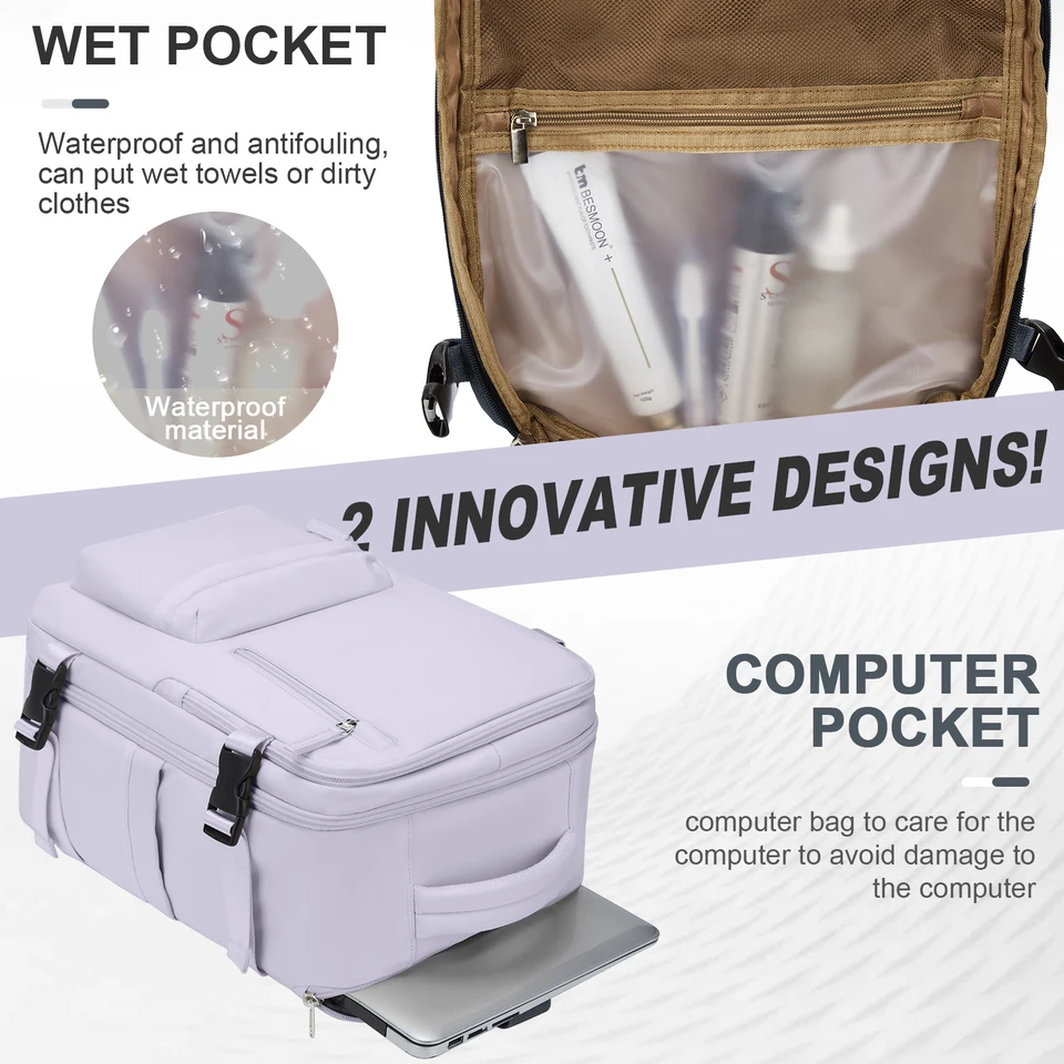 女性のキャビン旅行バックパックラップトップバッグ大容量イージージェット機内持ち込み 45x36x20 バックパックライアンエア 40x20x25 防水バッグ A16db29b9fe334269a05300bc8f102