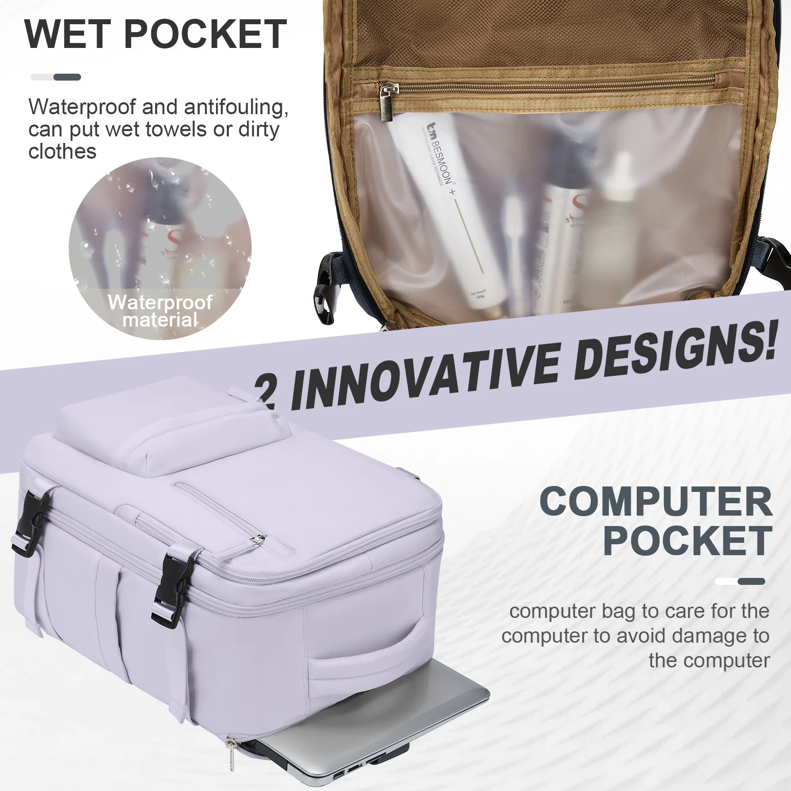 Women's Cabin Travel Backpack Laptop Bag Large Capacity Easyjet Carry-Ons 45x36x20 Backpack Ryanair 40x20x25 Water Resistant Bag 4