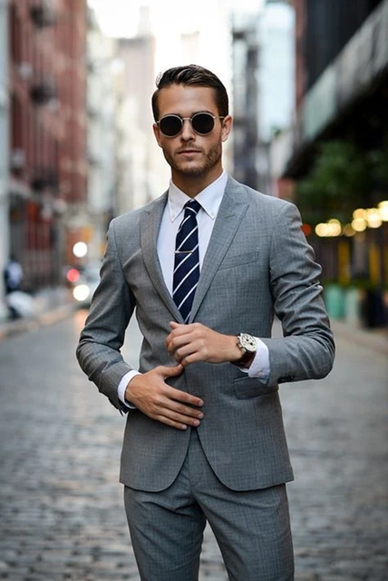 Side Vent Grey Business Men Suits for Wedding Man Blazer Latest Design  Groom Tuxedos 2Piece Coat+Pants Costume Terno Masculino - AliExpress