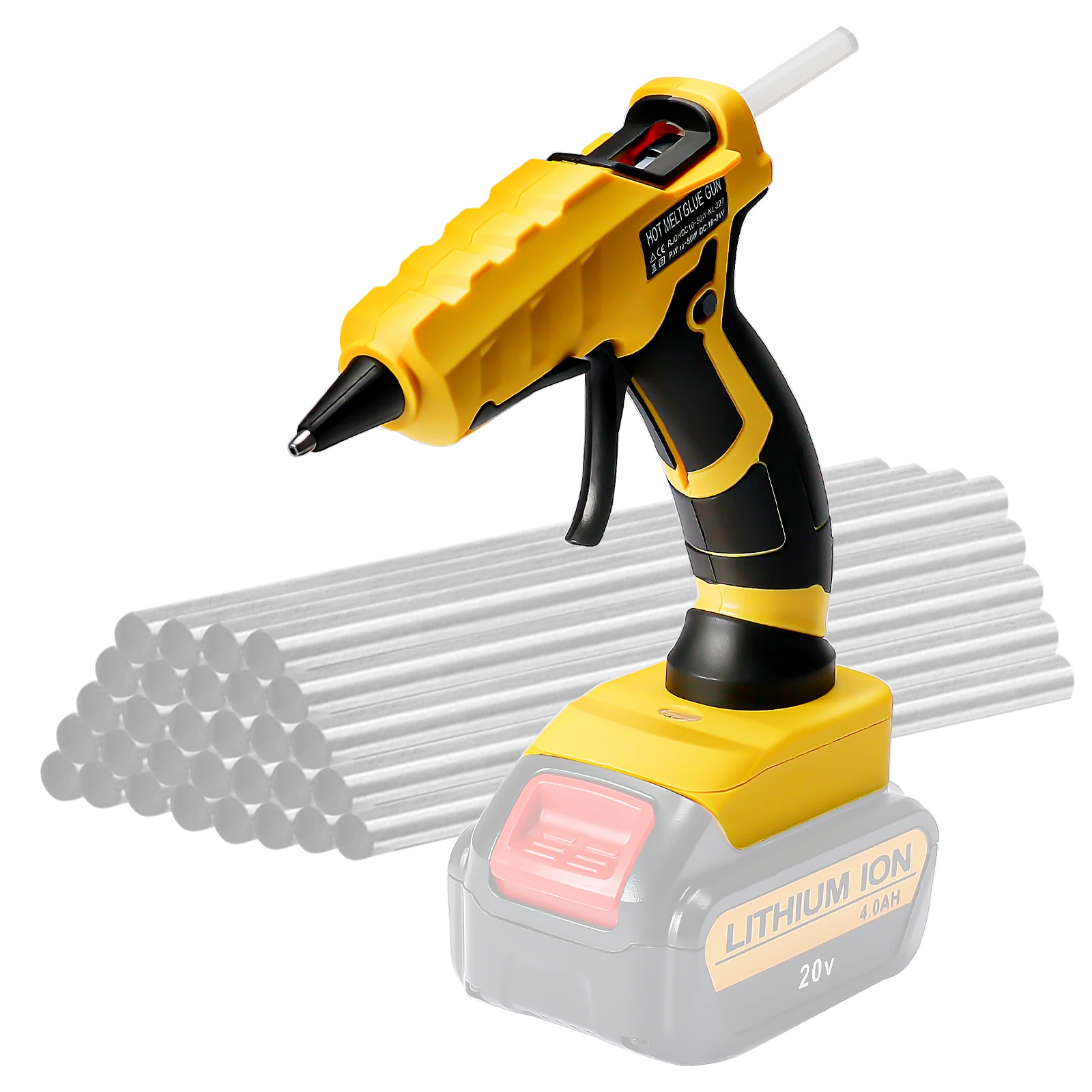 Cordless Hot Glue Gun 50W 30s Quick Preheat 30pcs 7mm Sticks for Dewalt 20V Battery No Battery hot melt glue gun,hot glue gun,cordless glue gun