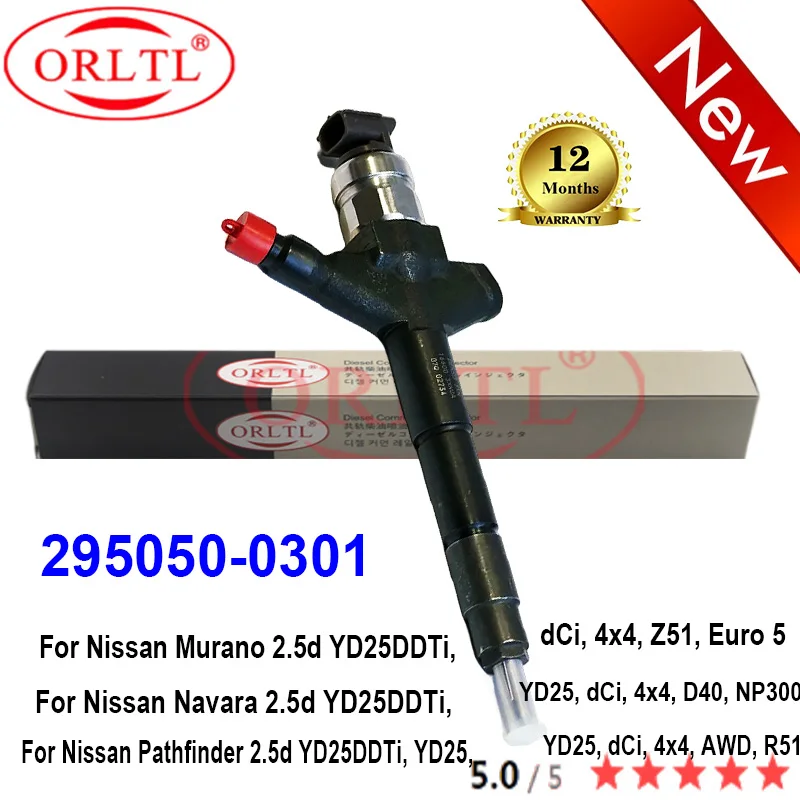

ORLTL NEW 295050-0301 2950500301 High Quality Injector 295050 0301 For Nissan Muran Navara 2.5d YD25DDT Pathfinder