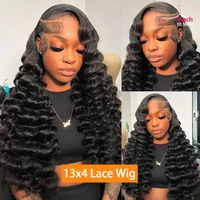 Perruques Lace Front 13x6 en cheveux humains, densité 250, ondulations profondes lâches, 38 40 pouces, bouclées, ondulations Water Wave, HD, Perruque Lace Frontal 13x4, brésiliennes noires 5