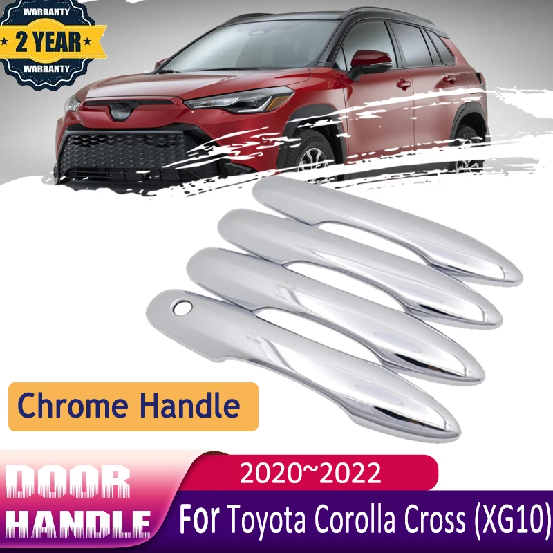 

Для Toyota Corolla Cross Xg10 2022, аксессуары для дверей 2020 ~ 2022, хромированный чехол на дверную ручку автомобиля, внешние защитные аксессуары для автомобиля
