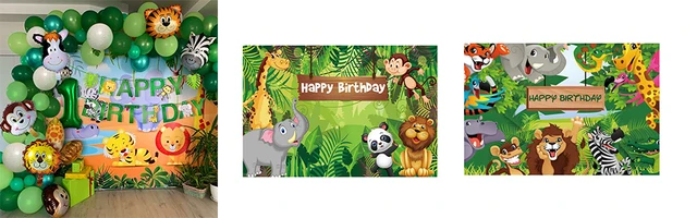 Decoraciones para Cumpleaños Safari niños Happy Birthday Guirnalda Globos  verde