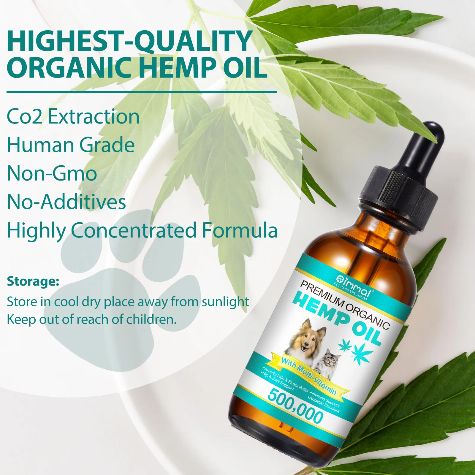 Premium Organic Oil with Multivitamin for Dogs Anxiety Pain & Stress Relief Hip Joint Support Immune Support Appetite StimulantG