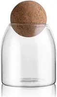 18oz Glass Storage Jar - Bamboo Cork-Sealed Canister for Food/Cotton Swabs (Decorative Apothecary Style) 1