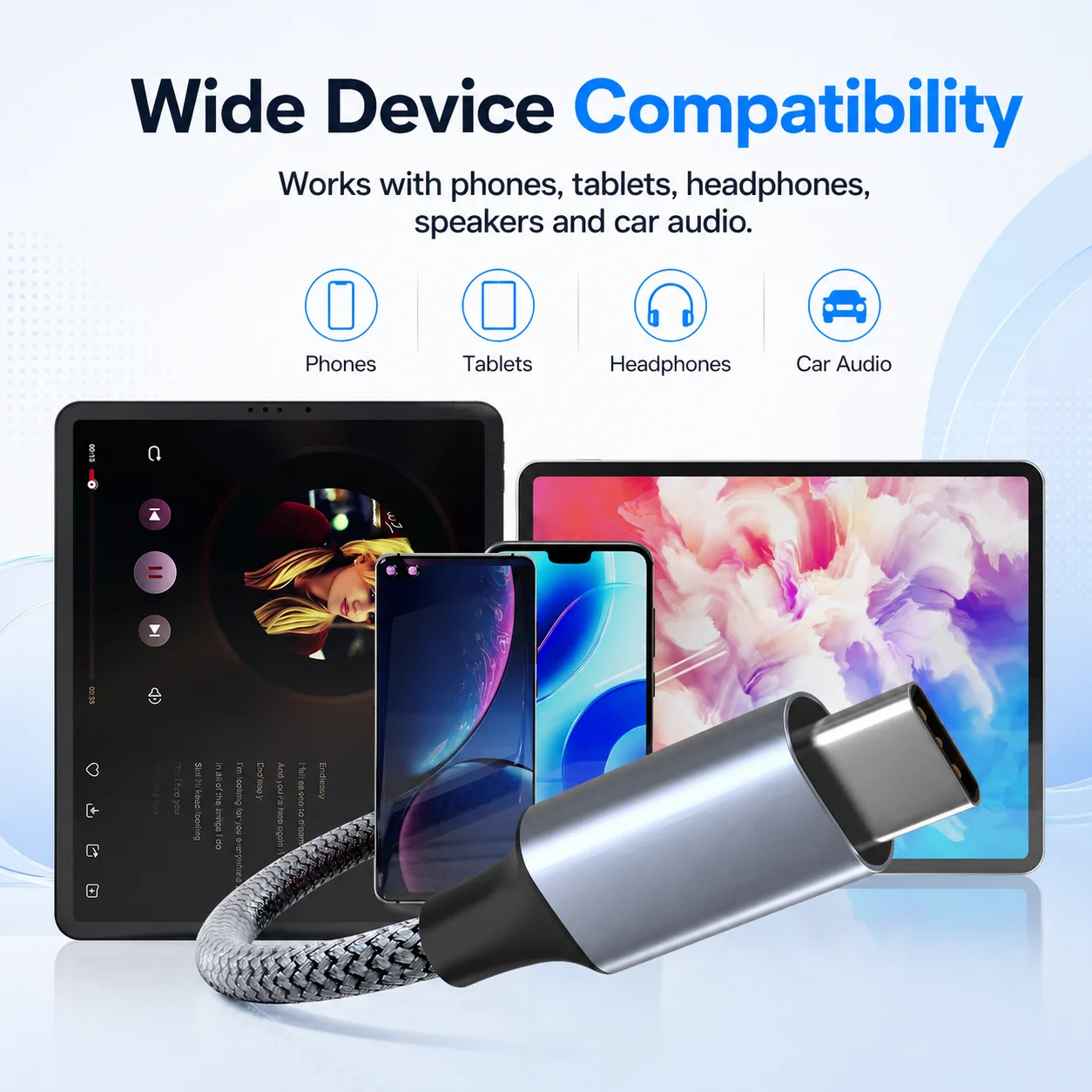 USB C to 3.5mm AUX Audio Cable, Premium Braided HiFi Sound Adapter