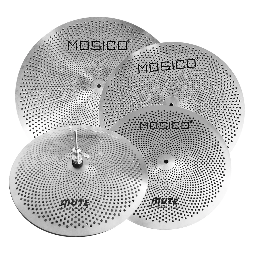 Drum Cymbal Kit 5 PCS Sliver Low Volume Cymbal Set 14" Hi-Hat+16" Crash+18" Crash+20" Ride Drummers