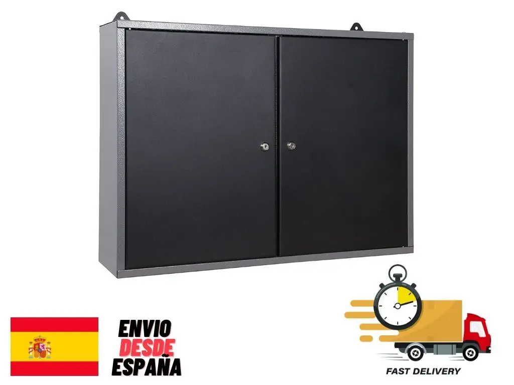 Armario Metalico para Garaje Taller 80x40x20Cm, Organizador Herramientas tipo Armarios con Cerradura ,Estantes y Paneles perforados de metal MB-02G (Gris/Negro) - AliExpress Hogar y jardín