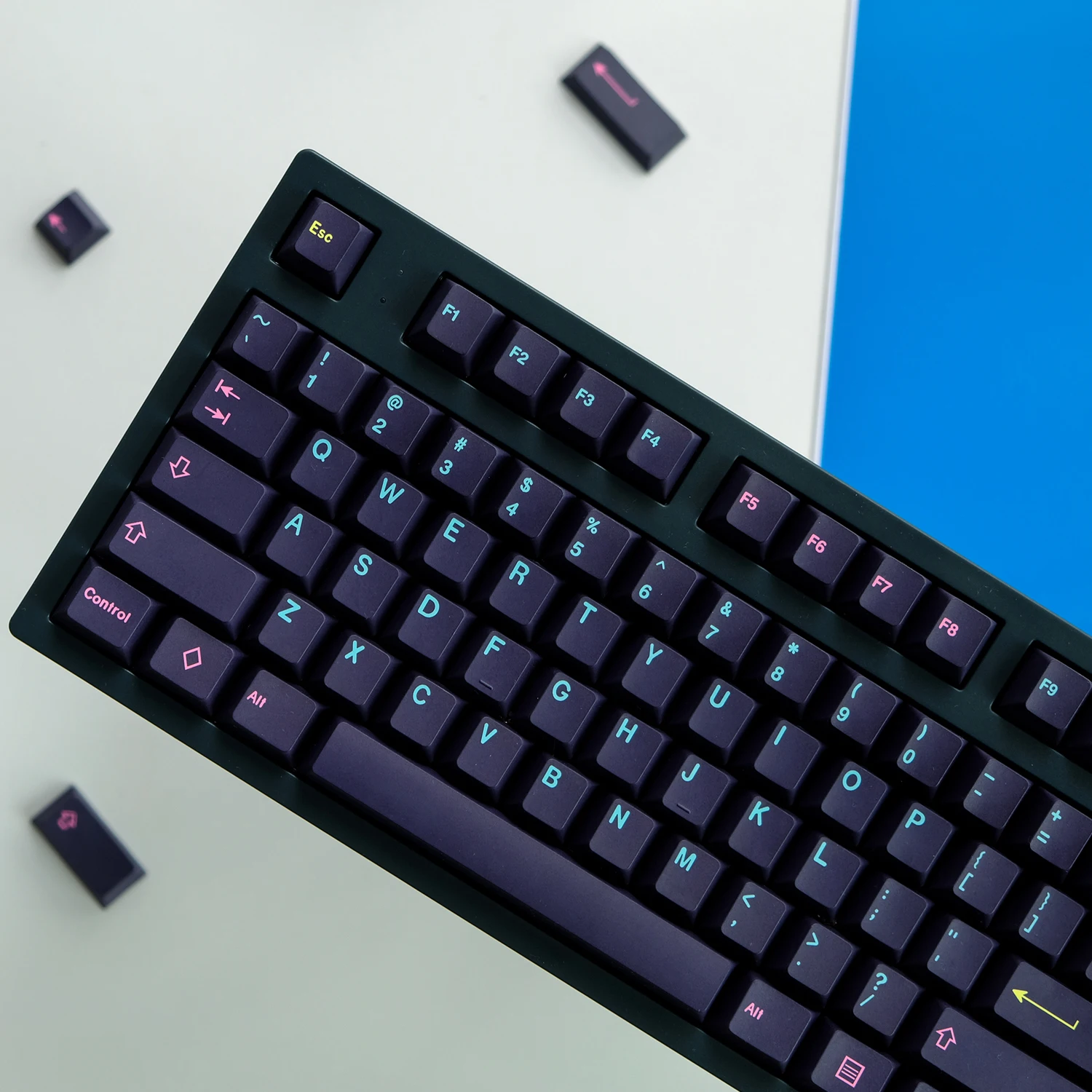 Chaves Gmk Miami Nights Keycaps Cherry Perfil Pbt 5-side Tintura Sublimação Teclado Mecânico Keycap para mx Switch 1.75u Shif 143 - Imagem 3