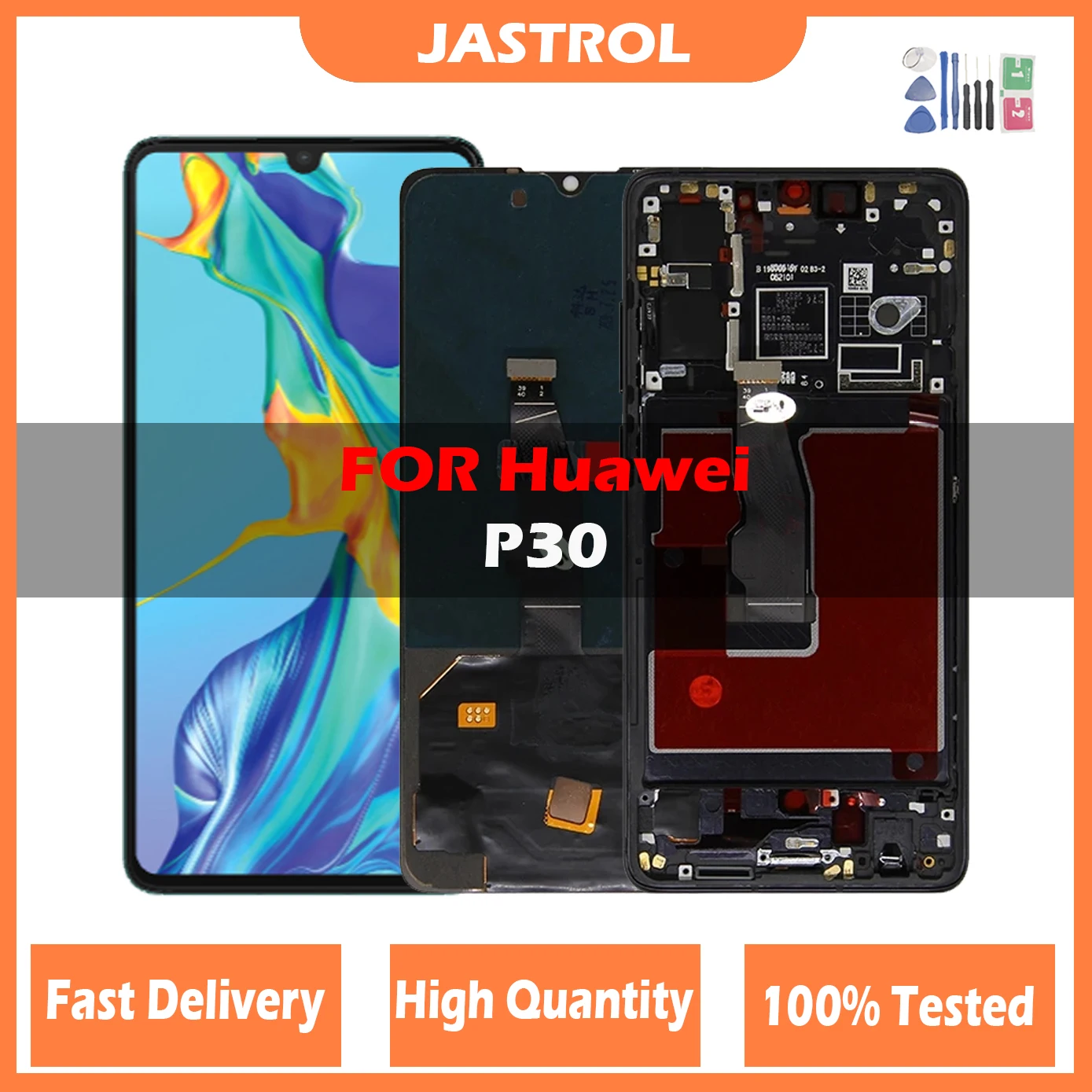 Display Lcd Per Huawei P30 Ele-L29 Ele-L09 Ele-L04 Display Lcd Con Cornice Touch Screen Digitizer Assembly Con Impronta Digitale