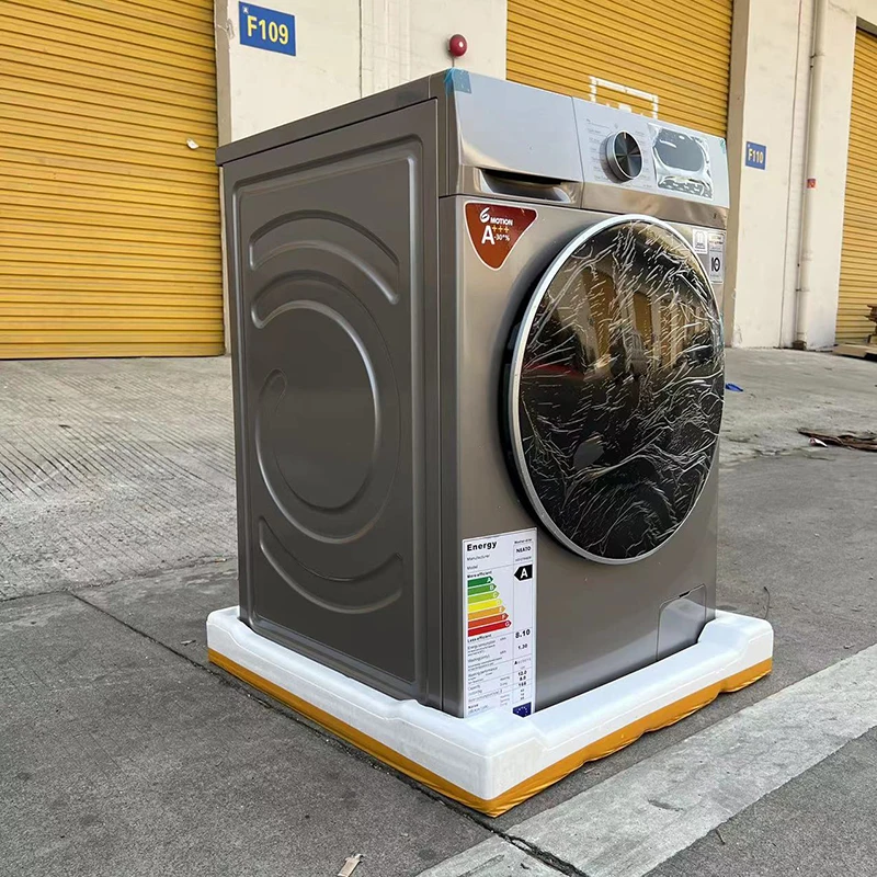 Drum Washing Machine Compact Portable Full Automatic Laundry Washer in Gray Apartment with Drain Pump LED Display Programs 6