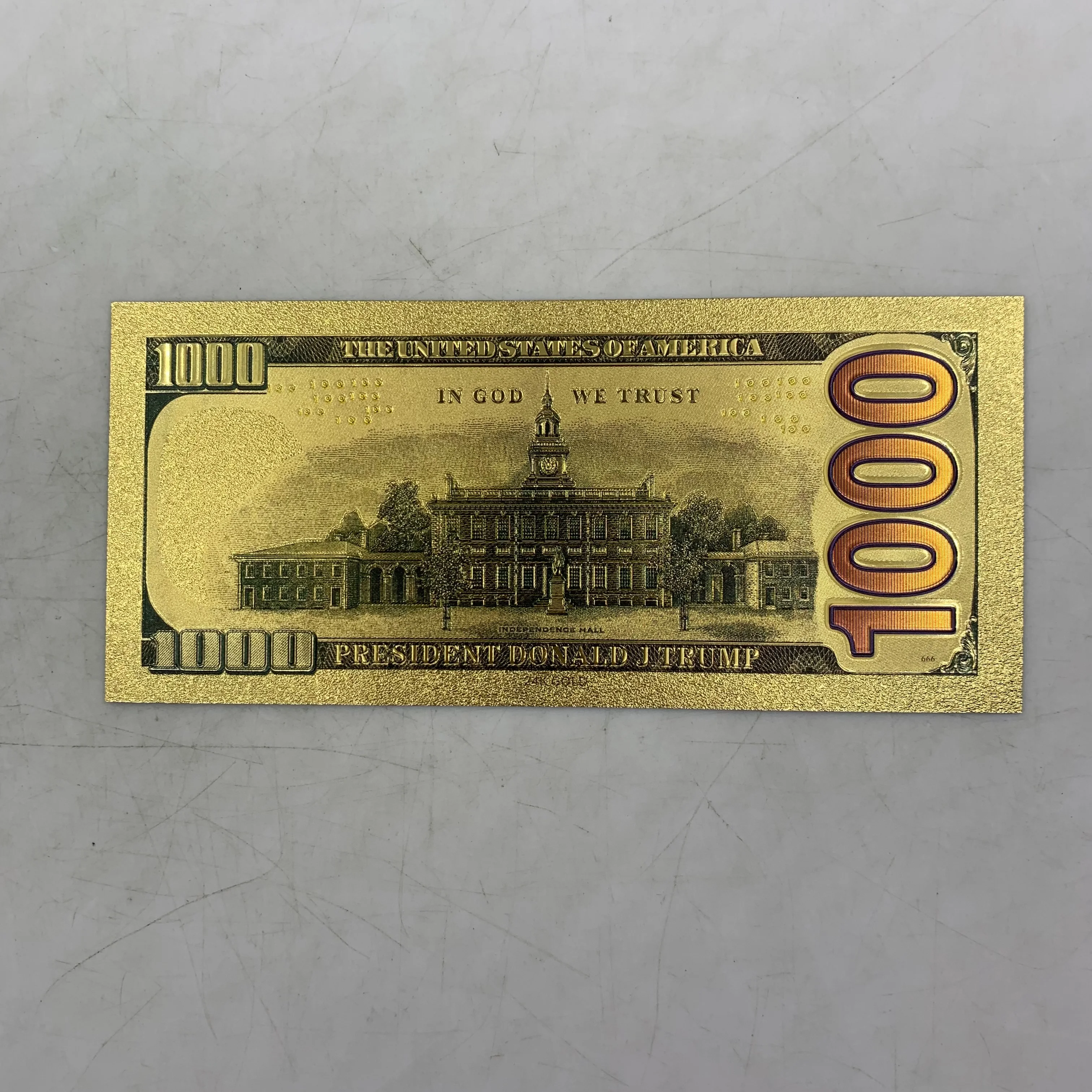 50PCS 2024 President Donald Trump Colorized $100 Dollar Bill Gold Foil Banknote 