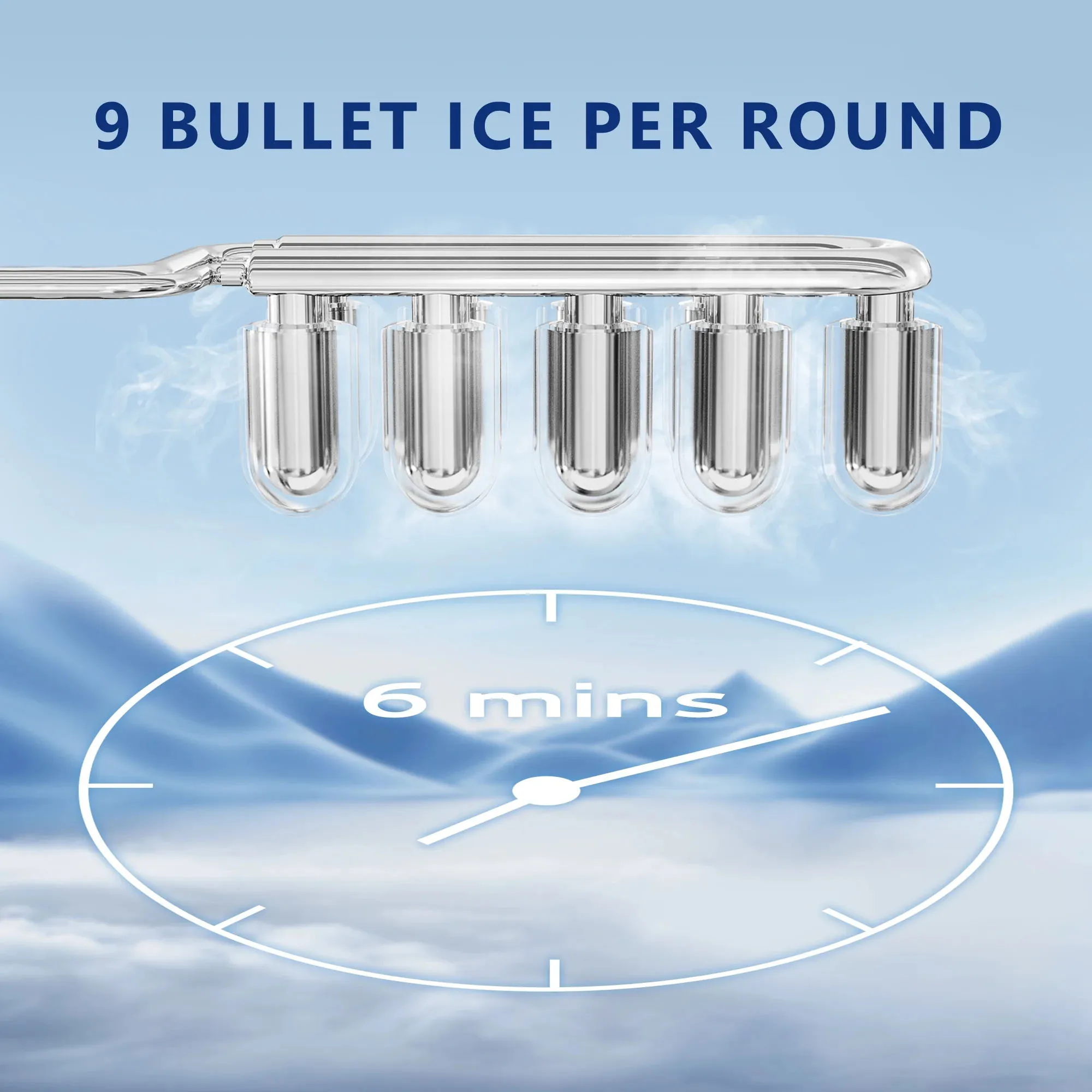 SIMZLIFE 25 lbs/24H Countertop Ice Maker Machine, 9 Bullet-Shaped Ice in 6 Min, Auto-Cleaning 3