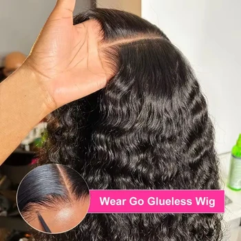 Glueless Wigs Human Hair Wear And Go Pre Cut 13x4 Hd Lace Closure Wig Deep Wave Curly Human Hair Wig Brazilian Water Wave Wig 1
