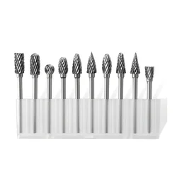 Precision Tungsten Carbide Grinding Bit Set - Dual - Cut Enhancement, 10 - Piece Collection - Round handle (10PCS)