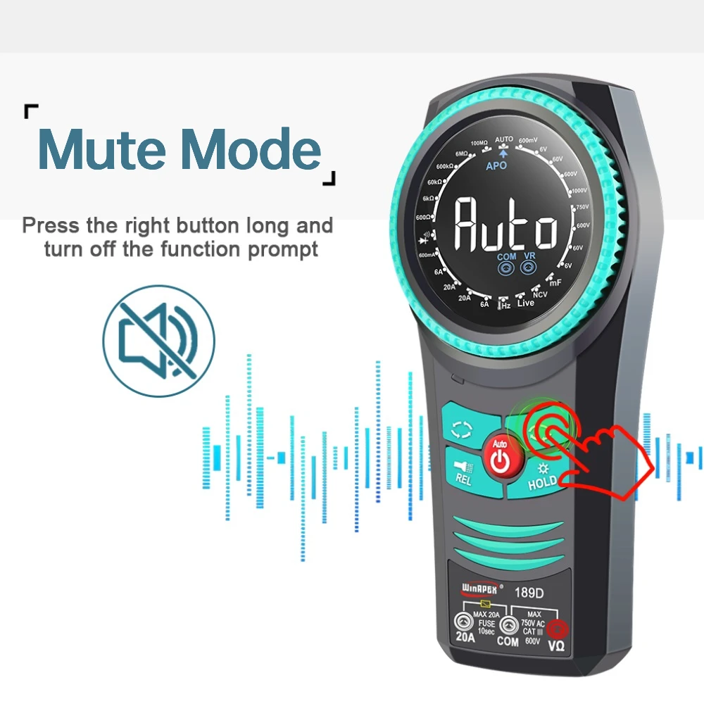 WINAPEX Smart Rotary Dial Multimeter 6000 Counts True RMS High Brightness Color