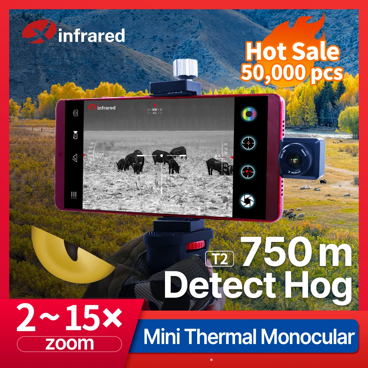 Infiray T2 Search Thermal Imager For Hunting Night Vision Monocular Laser Pointer Thermal