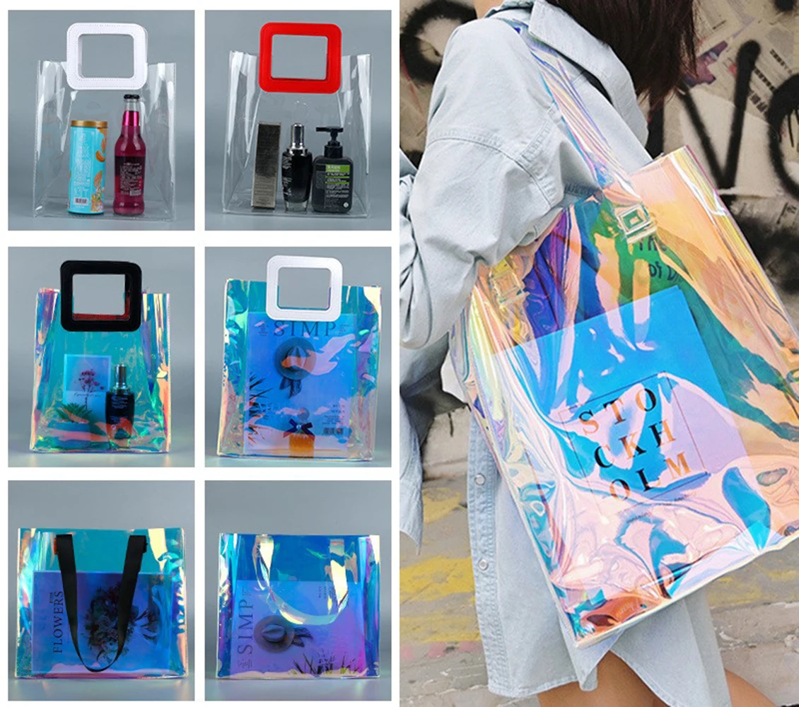  Holographic Purse Duffel Bag Holographic Purses For Women  Rainbow Travel Beach Bag Gym Shoulder Handbag Cross Body Purses Clear