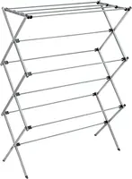 Collapsible silver drying rack with 50lb capacity. Sturdy steel, foldable for indoor/outdoor use. Space-saving and portable. 2