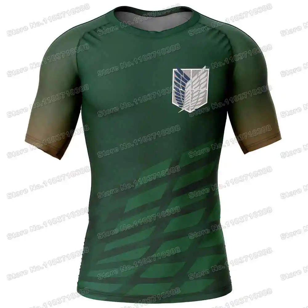 Attack on Titan Rash Guards Surfing Jersey Beach Skating Shirts Summer Swimwear Diving Gym MMA BJJ Men Jiu Jitsu Fitness Tops