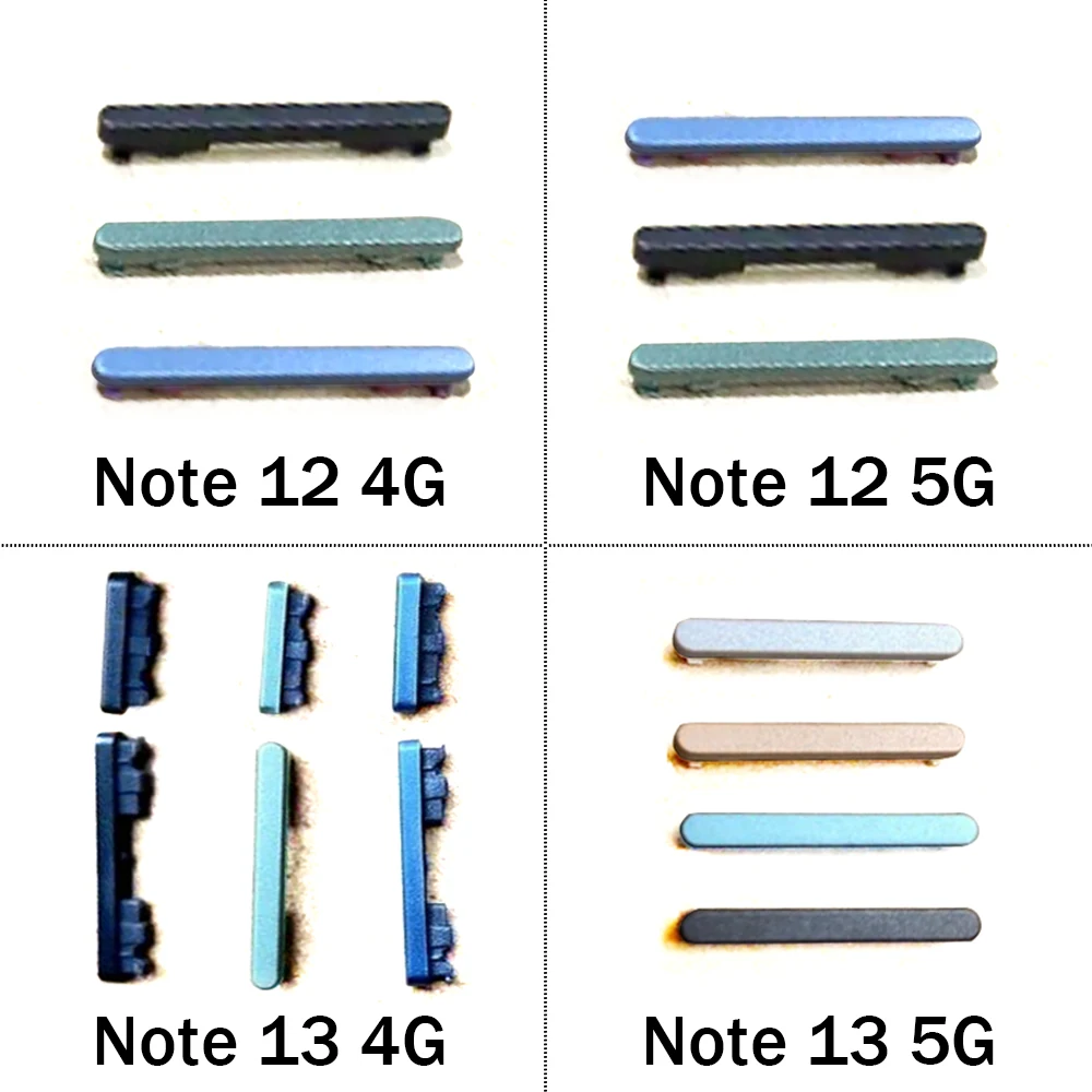 10개, 레드미 노트 7 8 9 9S 10 10s 11 12 13 Pro 4G 5G용 볼륨 및 전원 버튼 사이드 키 교체 부품