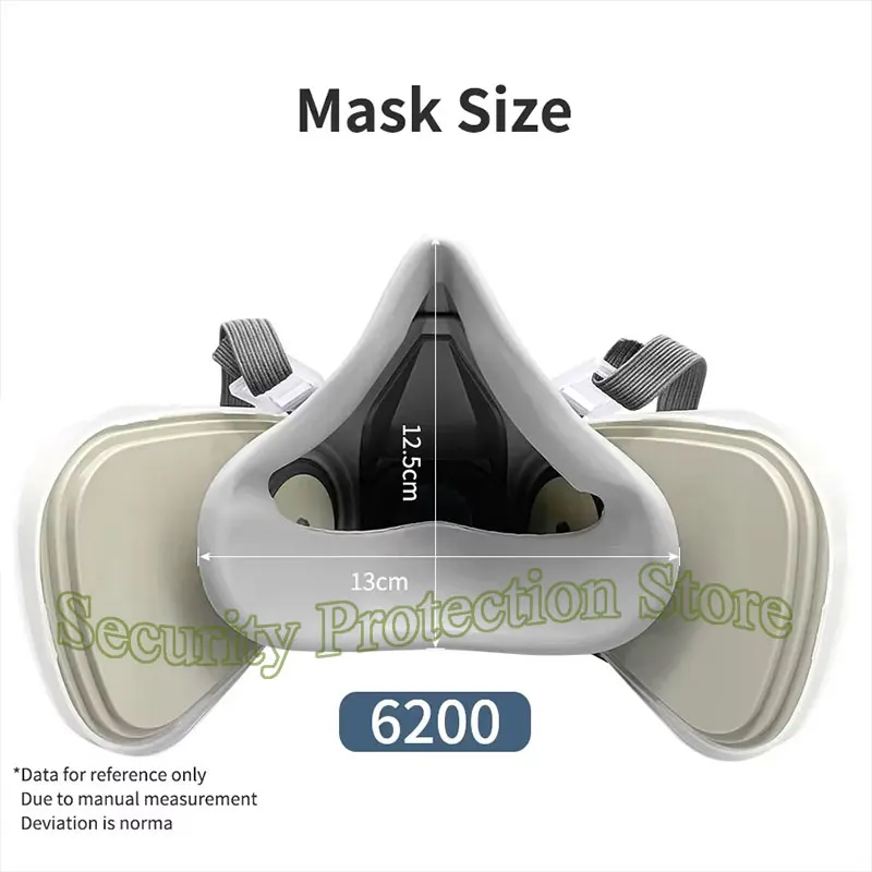 Dust Mask Gas Mask Dustproof Respirator Face Respirator Gas Respirator Half Face Respirator Mask 6200 with 5N11 Particle Filters for Industrial Labor Paint Spray