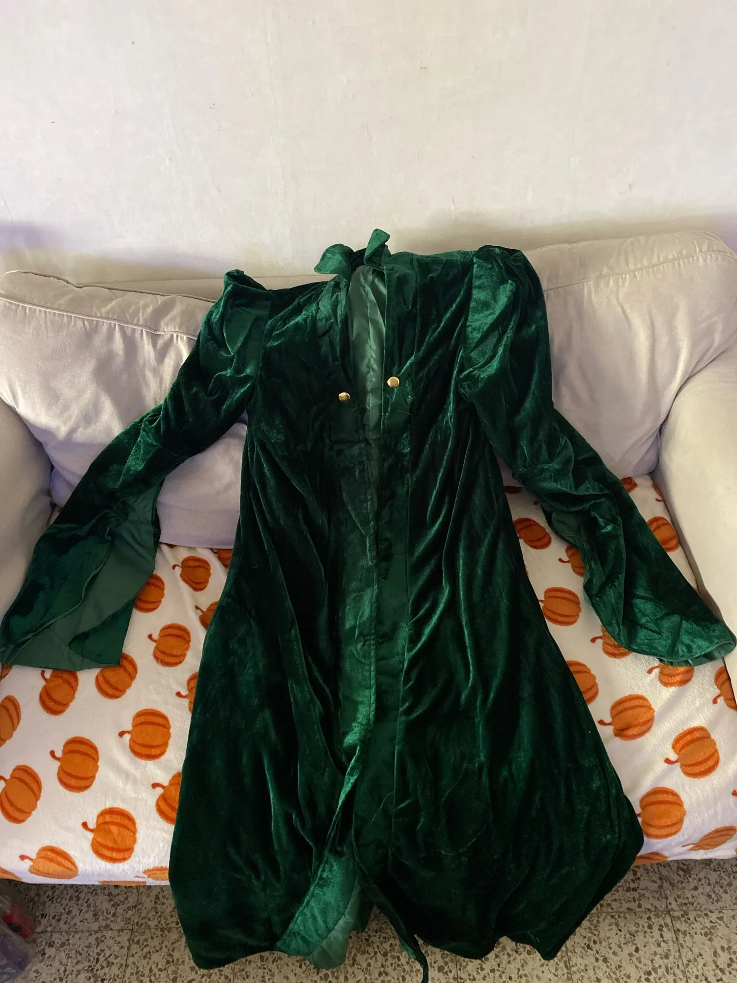 Costume de sorcière de prestige - Robe en velours vert émeraude & chapeau pointu