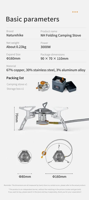 Stufa Da Campeggio AUTOPkio 6800W Portatile - 3 Bruciatori Antivento Con Accensione Piezo Per Trekking E Picnic