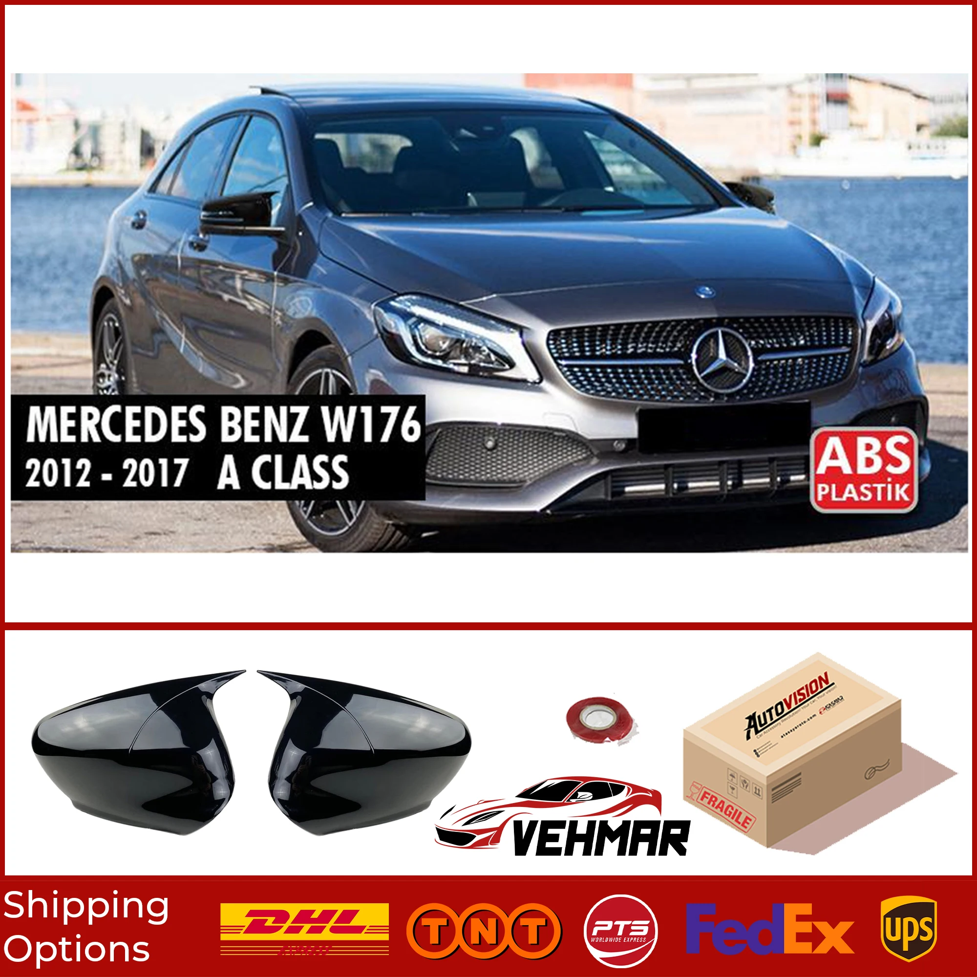

Модель Bat зеркальный чехол для Mercedes Benz W176 A класс 2012 2017 аксессуар яркая черная летучая мышь чехол Бэтмен автомобильные щиты внешняя часть