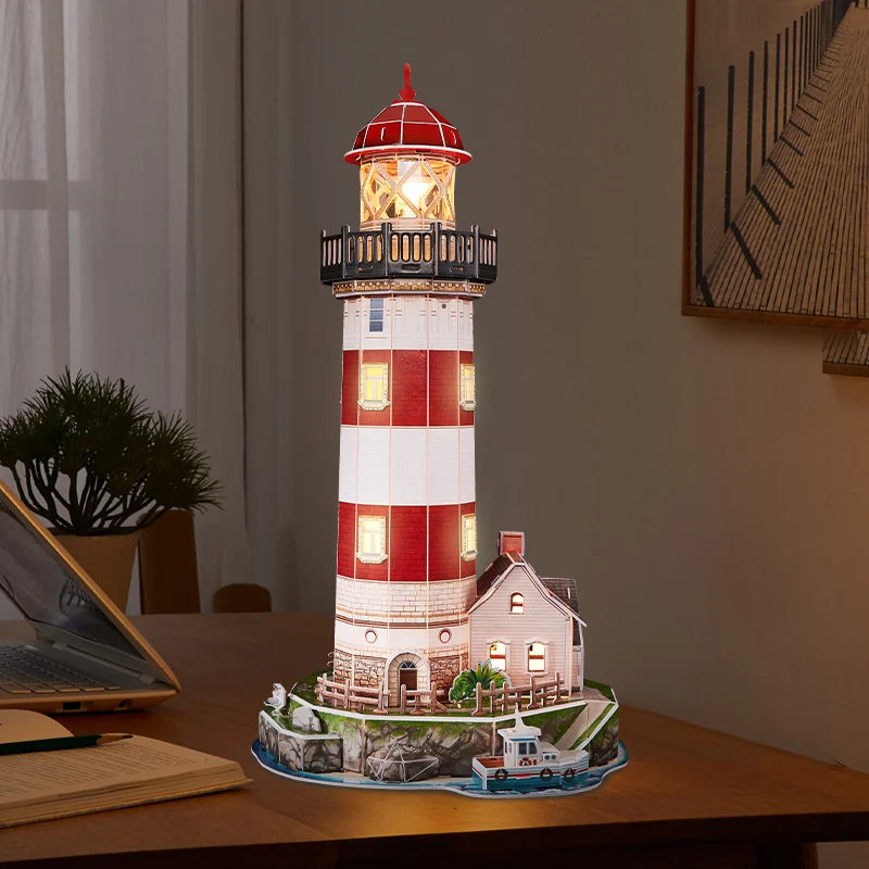 Led Lighthouse Model 3D Puzzle LED Lighthouse for Adults Model Kits Crafts for Adults Brain ...
