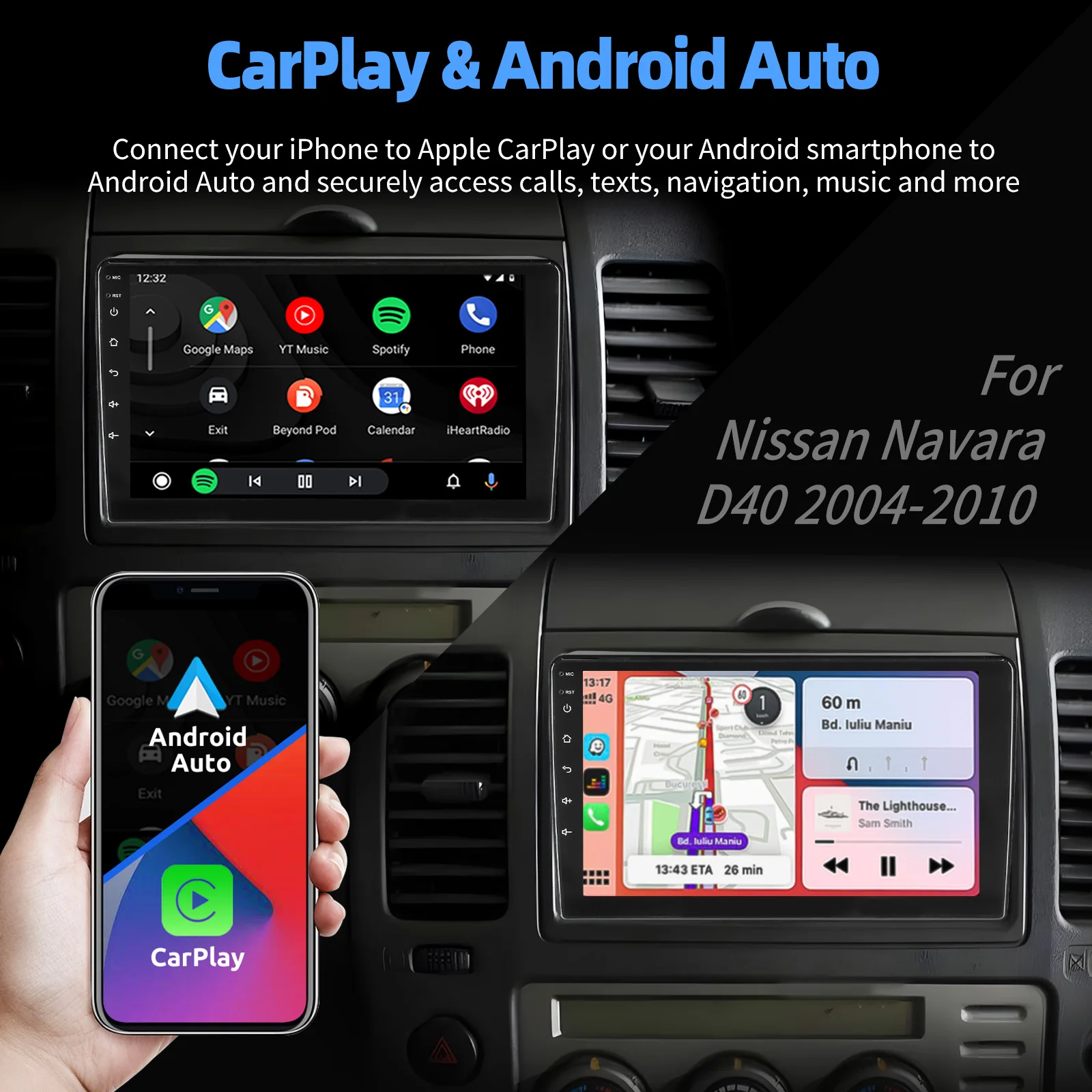 Autoradio ESSGOO Android 15 9 Zoll 2+32G/4+64G für Nissan Navara D40 2006-2012 Drahtloses CarPlay Android Auto GPS Navigation Bluetooth RDS FM WiFi Lenkradsteuerung Mirror Link IPS Touchscreen Head-Unit – Detail 8