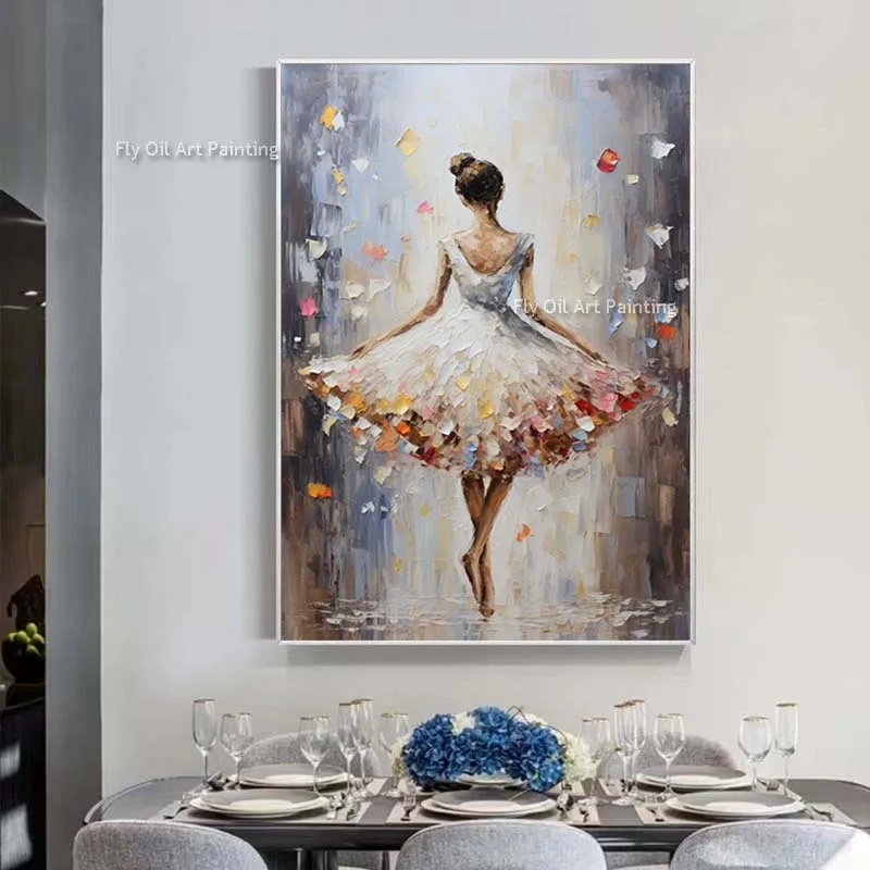 

Girl Dancing Ballet Oil Painting On Canvas Figurative Dancer Wall Art Decor Extra Large Abstract Painting Impressionism Art