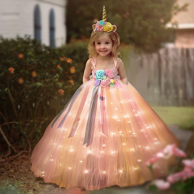 Uporpor – robe licorne pour filles, tenue princesse Lolita pour fête  d'anniversaire et noël, éclairage LED, pour enfants - AliExpress