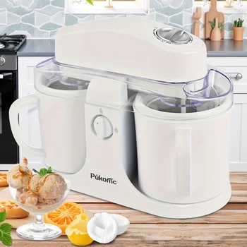 Suslas Dual Bowl Automatic Ice Cream Maker 500ml 120V US Plug, No Pre-Freezing Homemade Ice Cream & Sorbet Machine for Home DIY 1