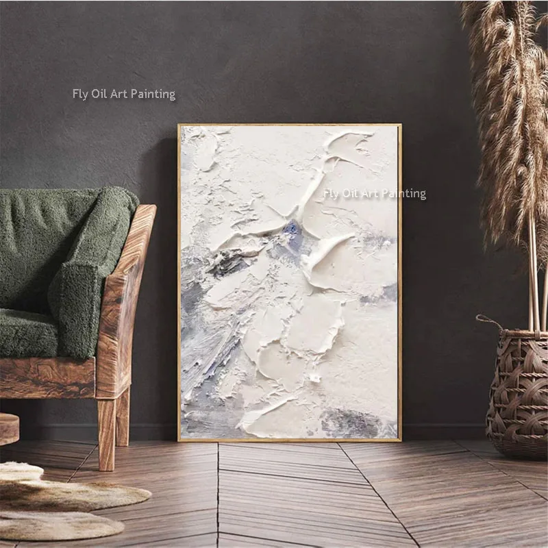 

Abstract White Thick Art Handmade Oil Painting On Canvas Abstract Paintings Wall Art For Dining Room Living Room Bedroom Decor
