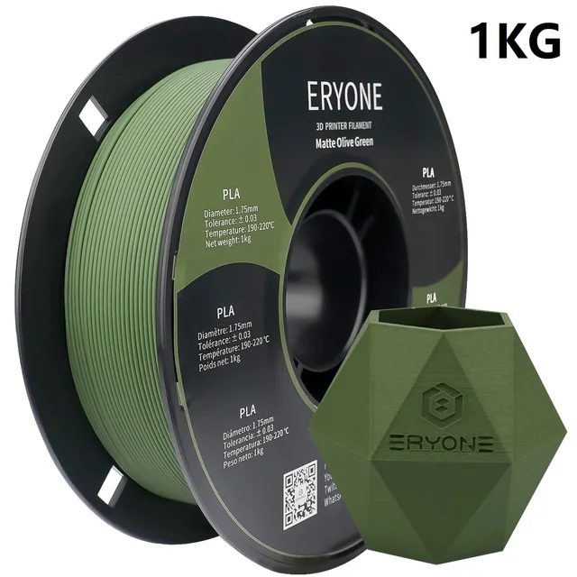ERYONE Clearance Promotion TPU PLA PLA+ Silk Rainbow Ultra Silk 3D Printing Filament 1KG/0.5KG For FDM 3D Printer Fast Shipping Matte Olive Green
